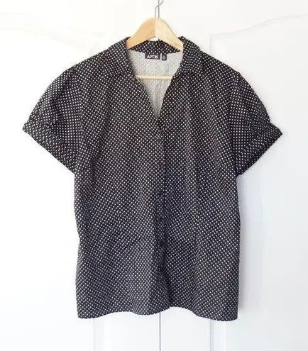 Rockabilly Goth Blouse puff sleeve Polkadots XL