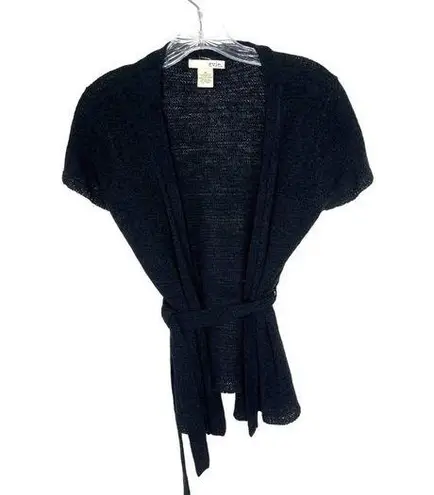 Evie Black Medium Short Sleeve Wrap Sweater 86A