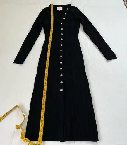 Cinq à Sept Cinq a Sept NWOT Aaliyah Crystal Button Cardigan Midi Dress Black, S