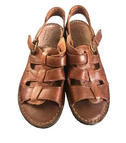 Born concept Boc Born Leather Fisherman Sandal Brown Sz. 8 Side Buckle Casual Comfort Boho