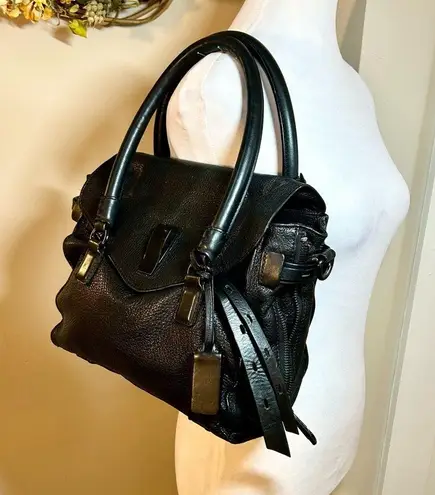 JOY GRYSON Nyla Black Supple Pebbled Leather Purse/Satchel/Crossbody Bag