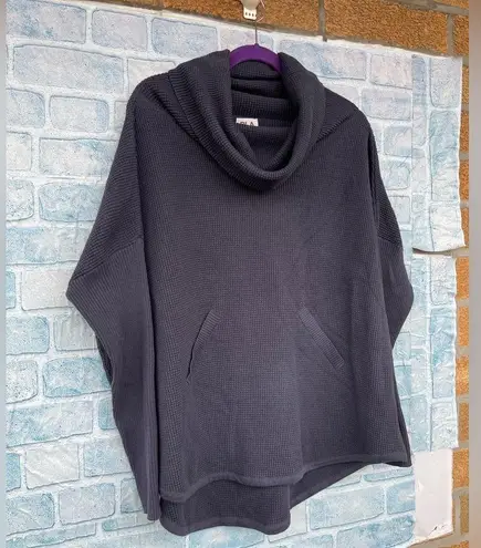 Planet by Lauren G Waffle Cowl Pima cotton Sweater XL Gray