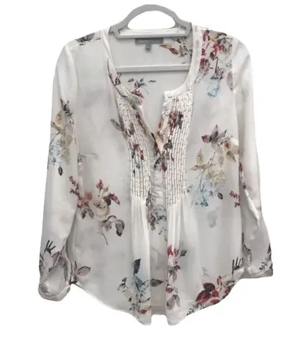 Daniel Rainn PINTUCK FLORAL WHITE TUNIC TOP PS