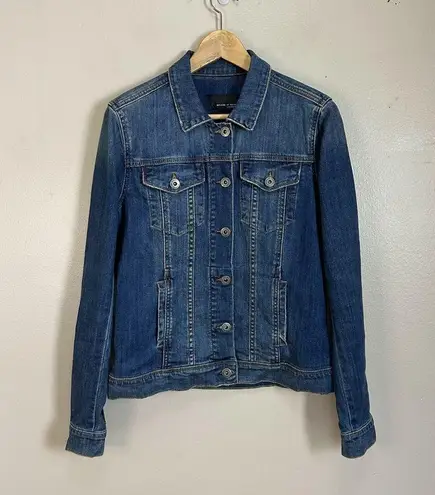 Articles of Society  Taylor Denim Jacket in Clark Blue Distressed Details Size M