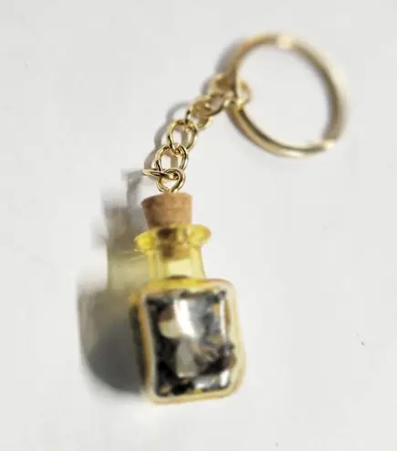 Hand crafted Tigers eye mini bottle pendant keychain Yellow