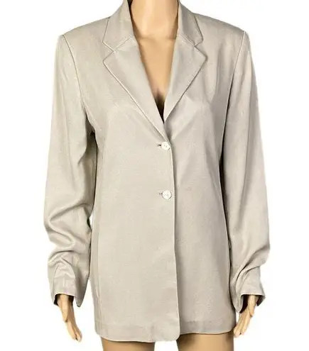 Valerie Stevens 100% Pure Silk, beige blazer with pockets. Size 8. EUC