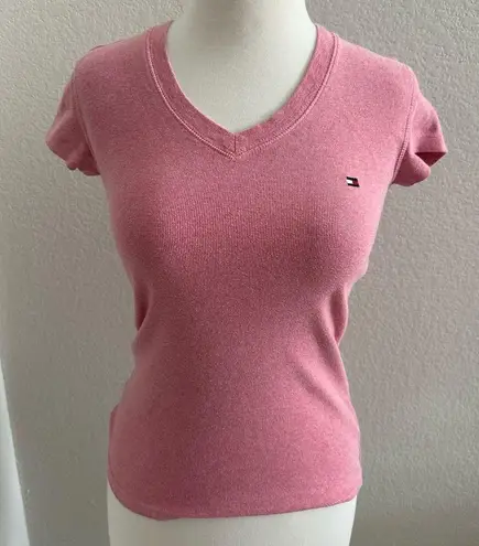 Tommy Hilfiger Pink  V Neck Short Sleeve