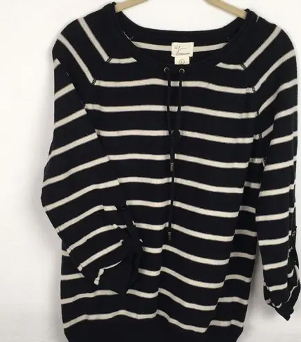 Andrea Jovine Black/Off White Striped Sweater