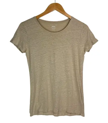 Neiman Marcus Majestic Paris for Linen Short Sleeve Top Sz Medium Tan Beige