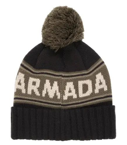 Armada Jacquard Knit Pom Beanie. New With Tags. Unisex Black