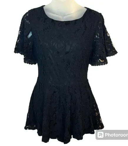 Miami  Black Lace Short Sleeve Romper Size Small