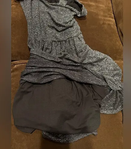 Green Dragon California Black Metallic Silver T Shirt Dress Cut Out Bow Sz S