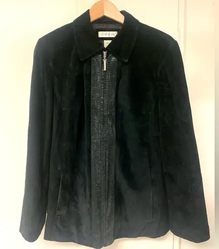 Preston & York  Genuine Black Leather Suede Jacket EUC