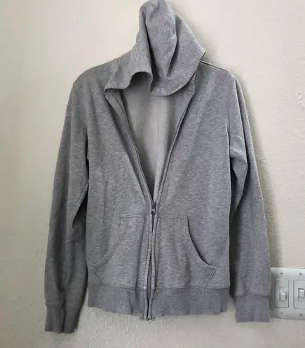 Y2K grey full zip hoodie jacket sweatshirt jacket streetwear slouchy slightly baggy Gray