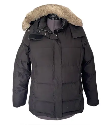 LL Bean Black Hooded Puffer Coat, Size M Size M