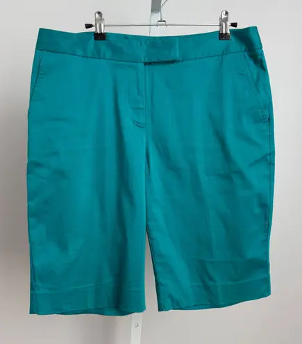 Vince Size 10 Teal Bermuda Shorts Cotton Blend Career Casual Women Green
