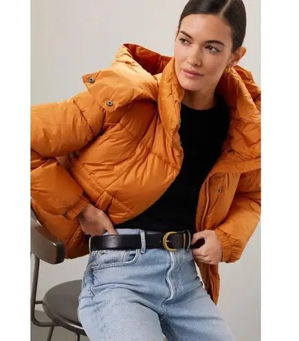 NVLT Jacket Womens Small Orange Wonder Puffer Coat Hooded High Neck Full Zip