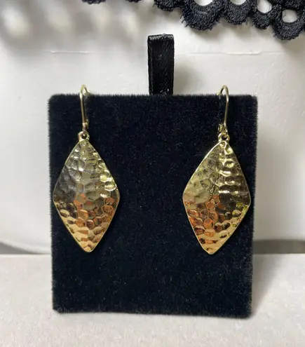 Joan Rivers Diamond Shape Hammered Design Lever Back Dangle Earrings