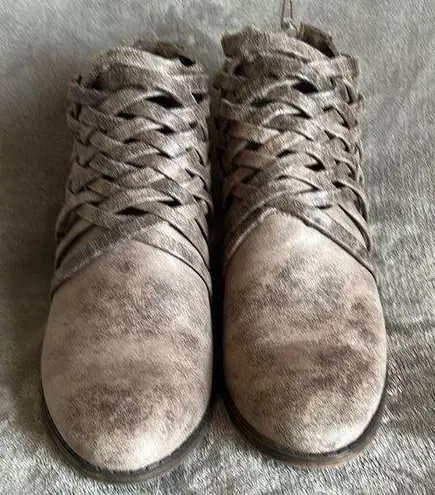 Fergalicious Brown Heeled Boots with Vintage Woven Detail