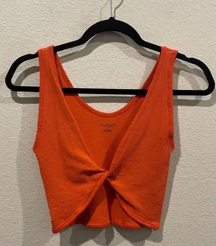 Urban Outfitters OUT FROM UNDER Orange Ribbed Twist V-Neck Crop-top