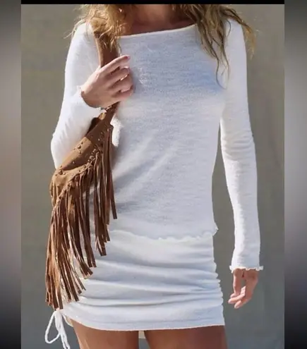 Free People  FP beach Cabo sweater knit lettuce hem top and skirt set. Size XL - Image 4