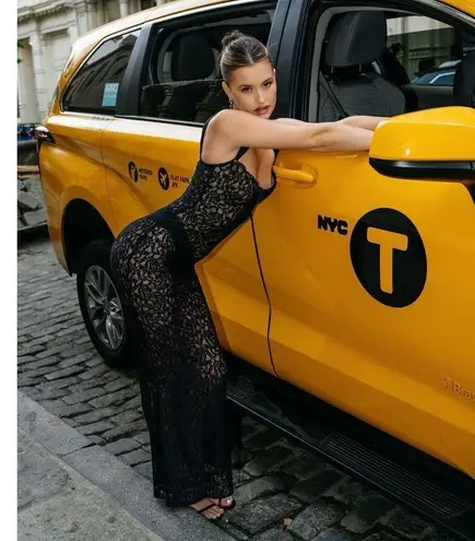 Miss Circle Veronica Black Lace Maxi Dress Sleeveless Dark Romantic Women’s XXS