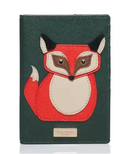 Kate Spade Forest Green Fox Passport Holder Blaze A Trail Leather - Image 1