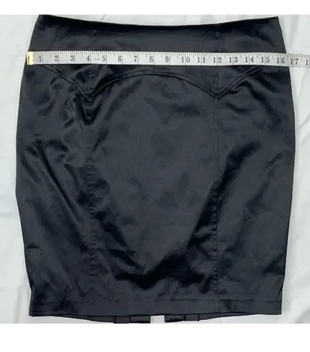 2B Bebe Satin Ruffle Bustle Pencil Mini Skirt Black Small Vintage Y2K