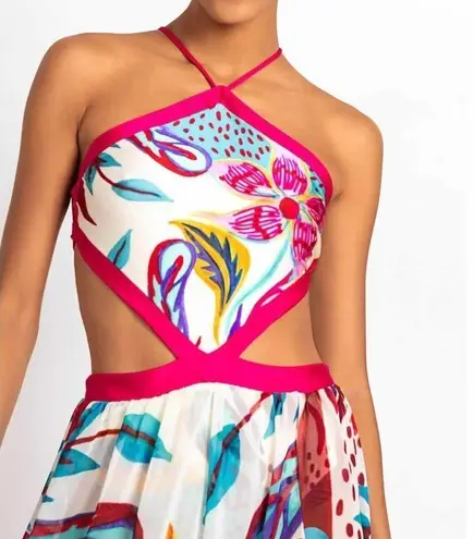 PatBo Flora Halterneck Summer Beach Midi Dress Size Medium White