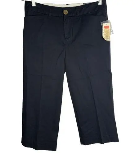 Intro Casual Mid Rise Capri Pants 4P Black Pockets Belt Loops Button Zip NEW - Image 1