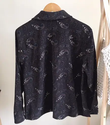 Vintage Paisley Faux Suede Button Up Collared Shirt in Chocolate Brown/Rust/Charcoal Size XL