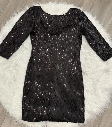 Love Reign Black Sequin Long Sleeve Dress Size M