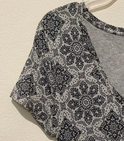 Grey Floral Design Dress Gray Size M