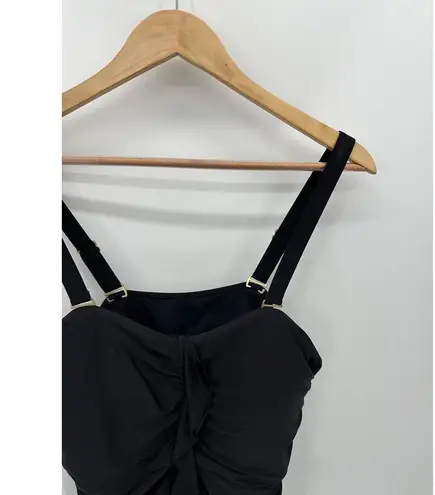 Lands' End Bathing Suit Women 18W Black Ruched One Piece Modest Removable Straps