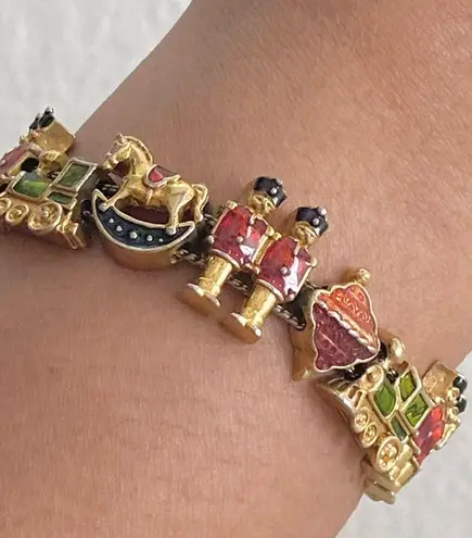 Vintage AVON Nutcracker Train Christmas Theme Slider Bracelet