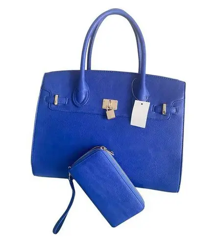 Royal Blue Faux Leather Large Women Satchel NWT