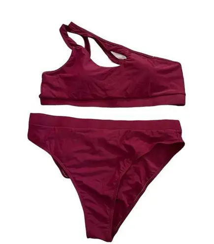 Amazon Nafleap Burgundy Swim One Shoulder Two-Piece size 2XL, new