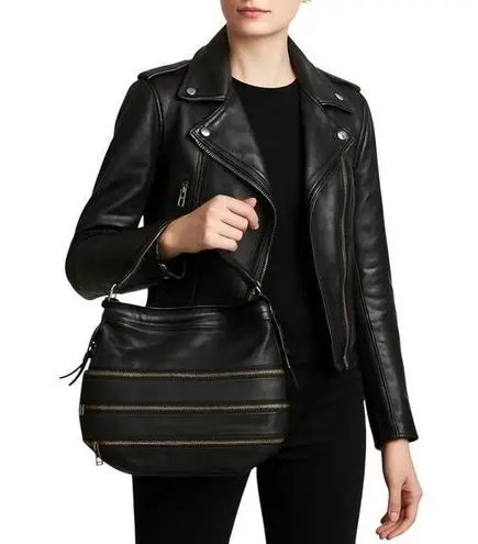 Y2k Black Faux Leather Zipper Shoulder Bag with Zippers Bikercore Retro