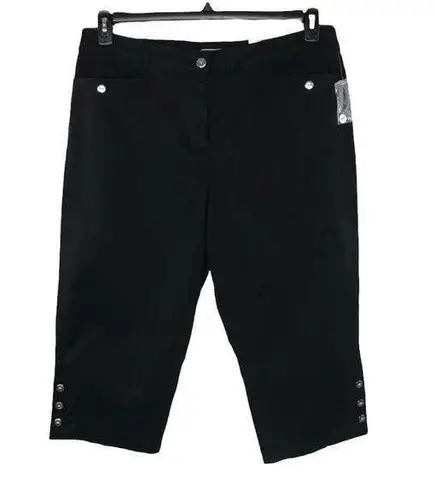 Karen Scott SZ 6 Capris Comfort Waist Zip-Fly Pockets Stretch Mid-Rise Black New