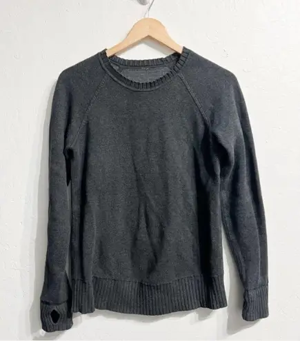 Lululemon  Still In Lotus Reversible Knit Sweater Medium Dark Gray Thumbholes