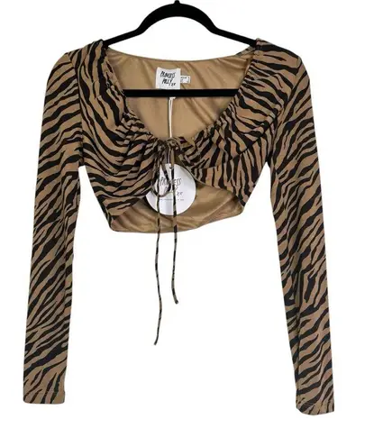 Princess Polly  Savannah Set Zebra Size 8 New Top Pre-Owned Skirt NWT Animal US 4