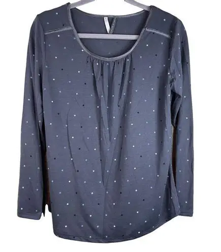 Jaclyn Smith Jaclyn Intimates Size Small Gray Long Sleeve Crewneck Star Print Sleep S…