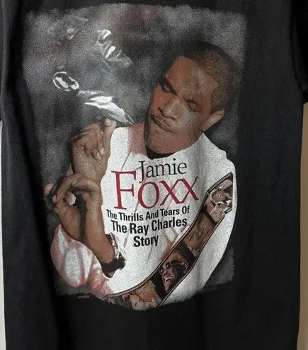 Vintage Y2K Ray Charles Jamie Foxx Movie Tee Black Small S T Shirt Graphic Solid