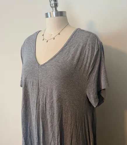 Grace Elements Grey Vneck Short Sleeve Tunic Tee