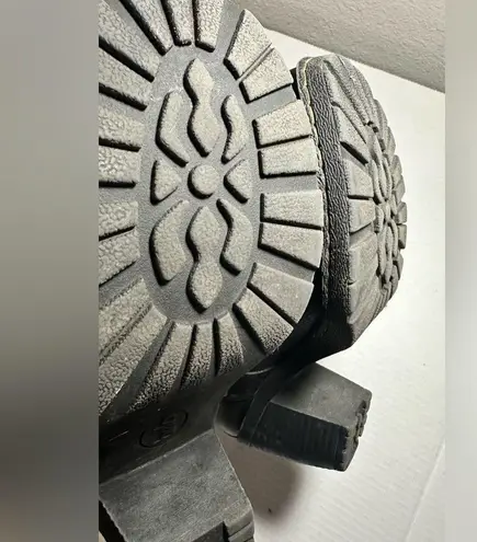 Bølo Women’s Black Leather Ring Harness Block Heel Ankle Boots Y2k Goth Size 8