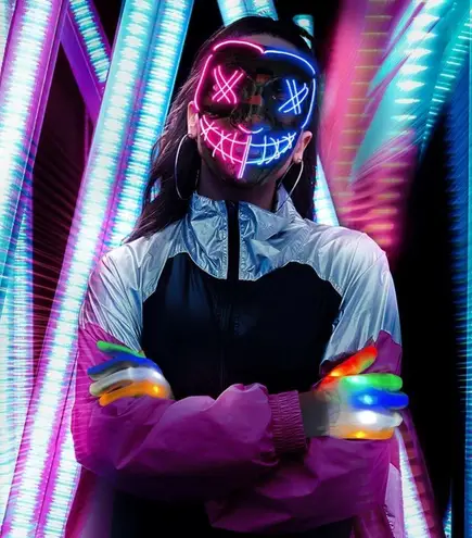 New in Sealed Box Light Up Halloween Mask and Gloves