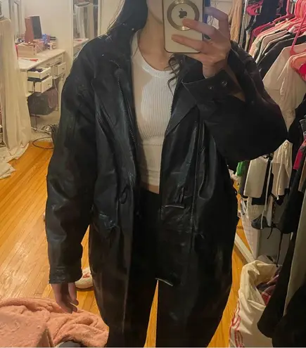 Stratojac Black Biker Oversized Moto Biker Leather Jacket Womens Size Medium