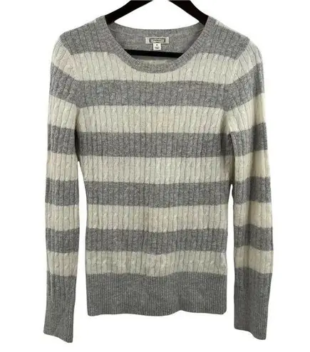 Aphorism Cable Knit Sweater Crewneck Grey White Stripe Medium