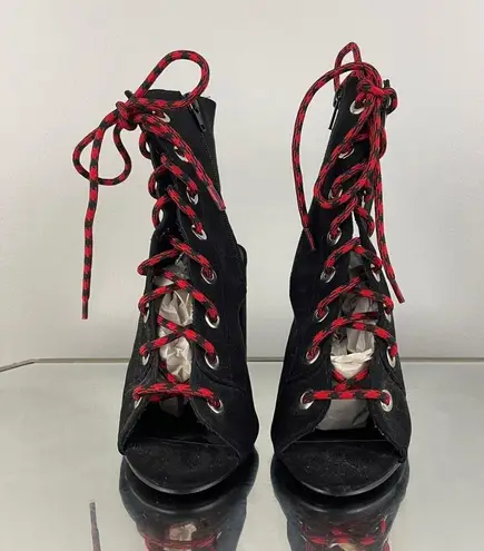 Forever 21 Black Lace Up Open Toe Ankle Booties - Image 5