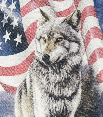 The Mountain Vintage Y2K Wolf American Flag Shirt